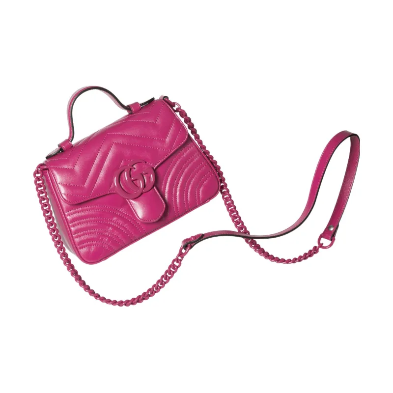 GUCCI GG Marmont Nylon Messenger Bag Shoulder Bag Crossbody Bag Handbag Mini Women's Fuchsia-4