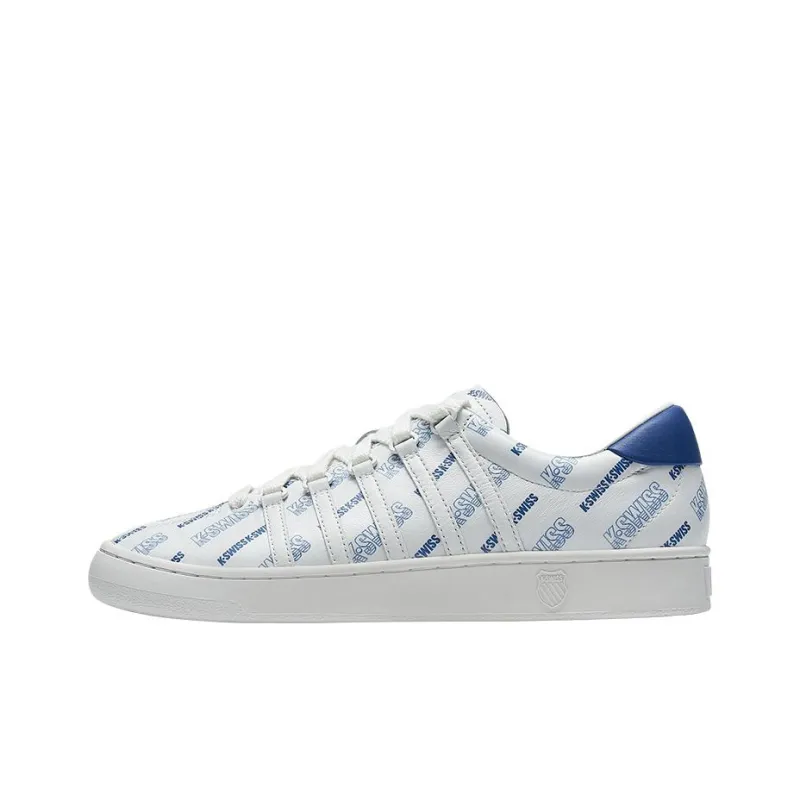 KSWISS Classic Anti Slip Wear Resistant Low Top Skateboard Shoes White Blue-0