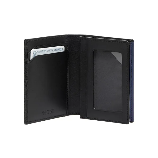 TUMI Leather Card Holder Men's Black & Blue-1