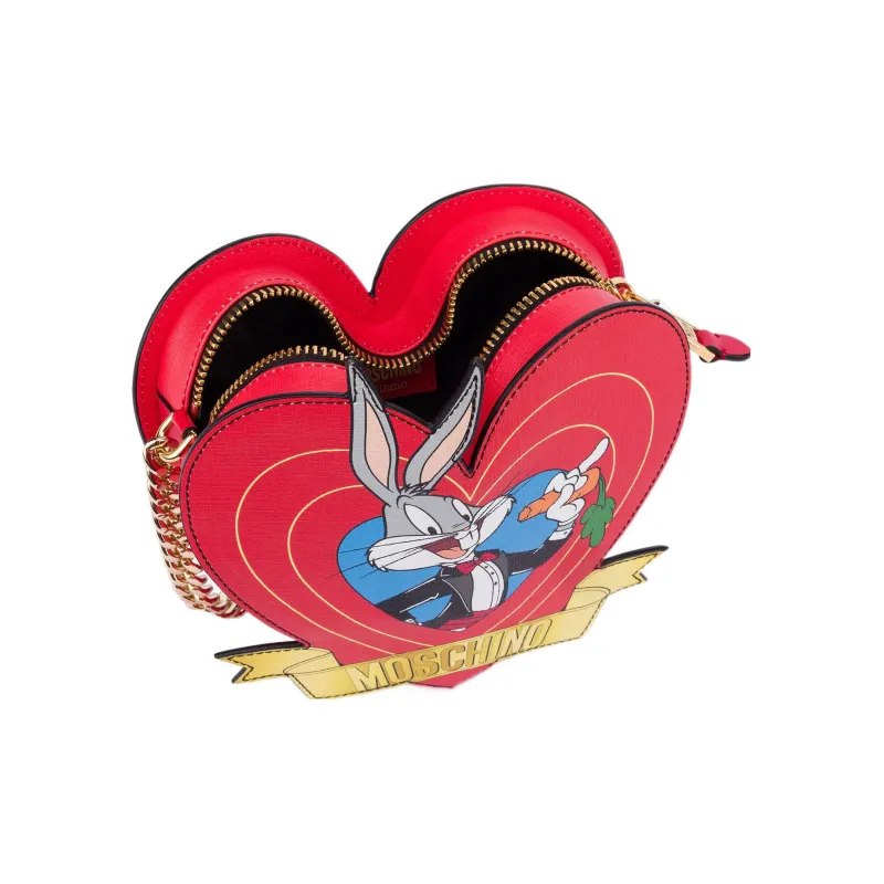 MOSCHINO PU Polyurethane Heart Shaped Bag, Crossbody Bag, Shoulder Bag Women's Red-2