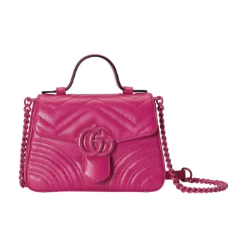 GUCCI GG Marmont Nylon Messenger Bag Shoulder Bag Crossbody Bag Handbag Mini Women's Fuchsia