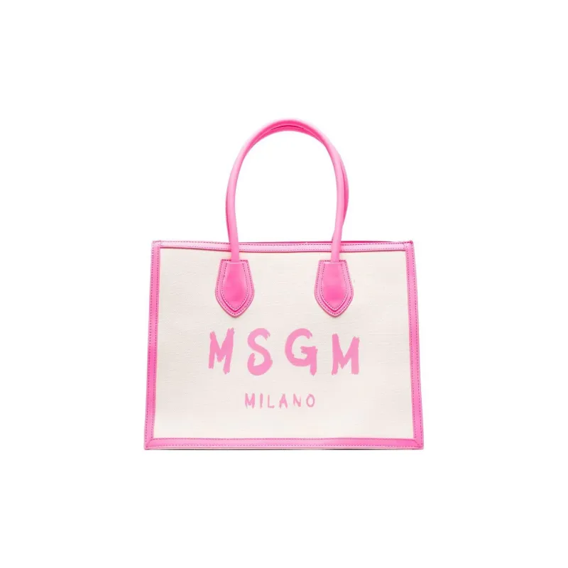 MSGM Cotton Tote Bag Shopping Bag Shoulder Bag Handbag Kids' Pink-0