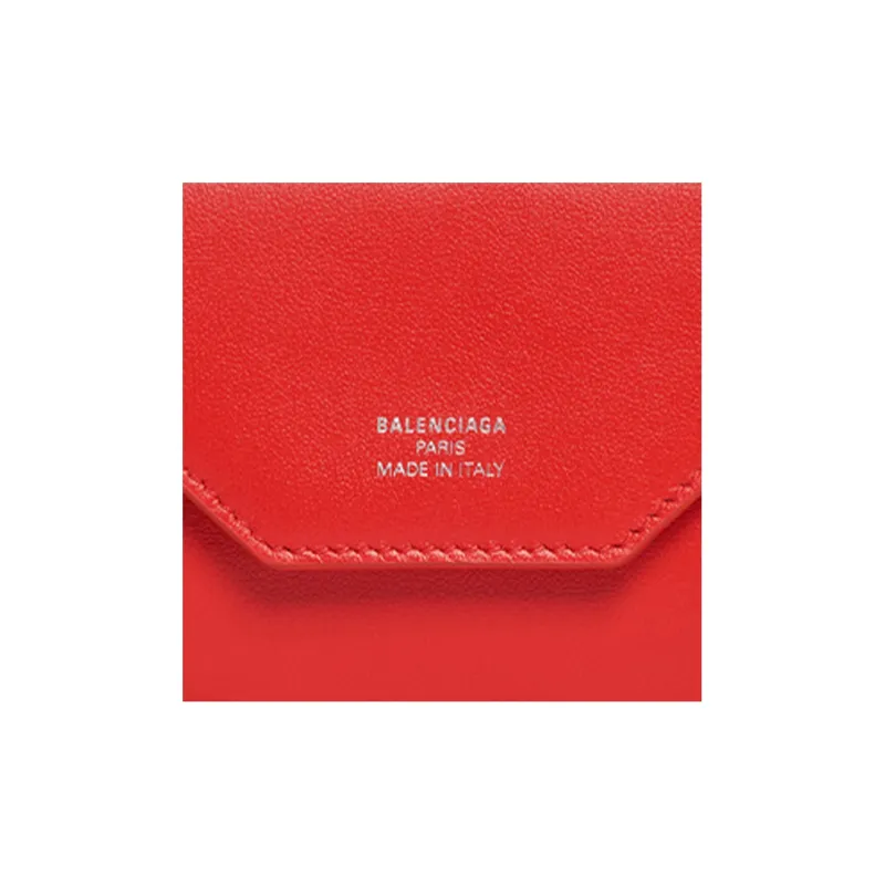 Balenciaga Smooth Calf Leather Wallet Mini Women's Red-4