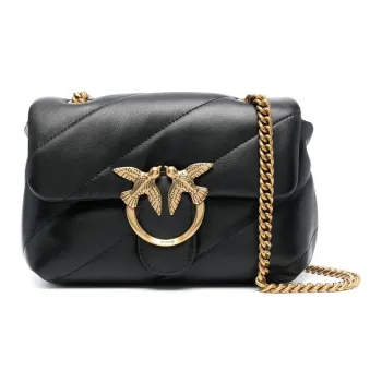 PINKO Puff Sheepskin Crossbody Bag, Shoulder Bag Women's Black
