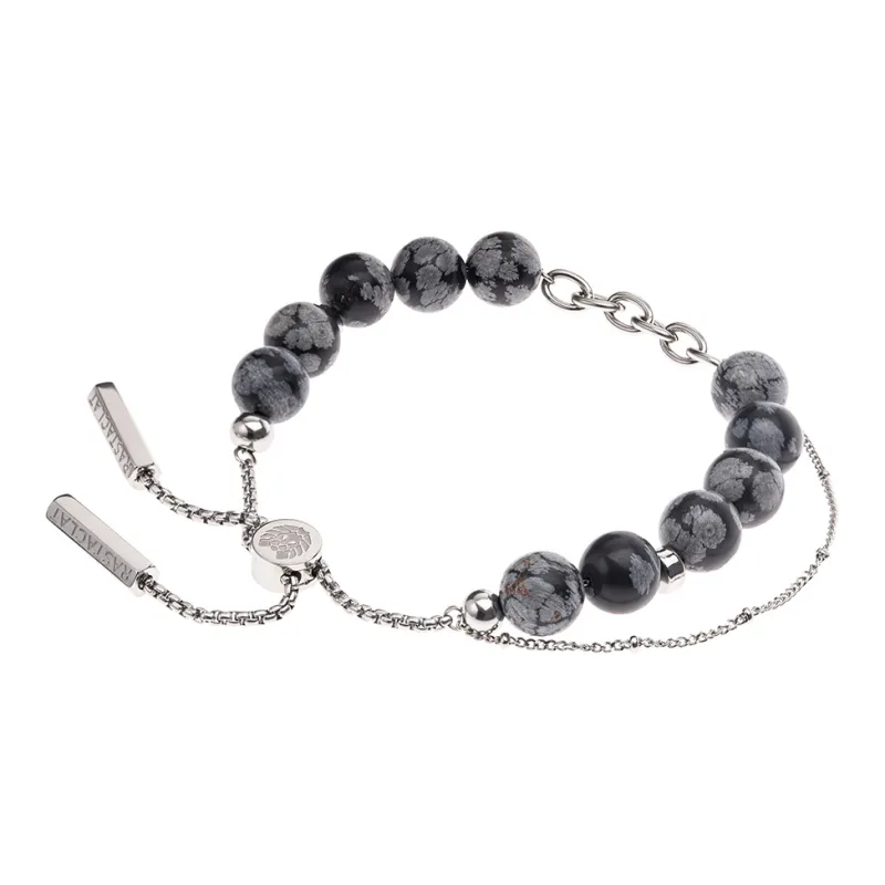 Rastaclat Snowflake Obsidian Chain Small Lion Adjustable Bracelet Unisex-1