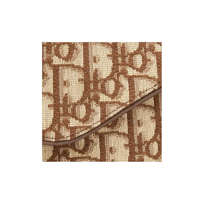 DIOR Saddle Jacquard Saddle Bag Handbag Shoulder Bag Women's Brown-4