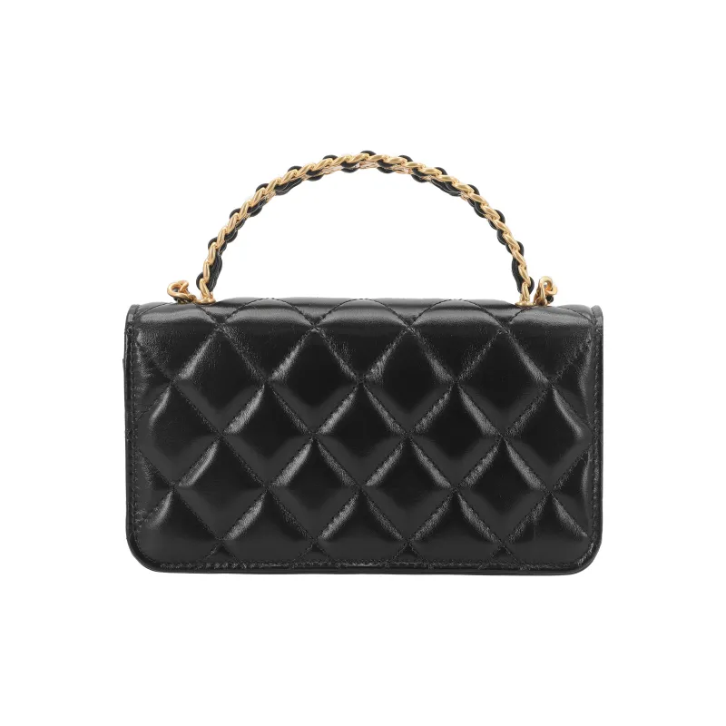 CHANEL Leather Chain Bag, Handbag, Shoulder Bag, Crossbody Bag Women's Black-2