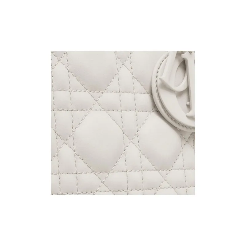 DIOR Lady Dior Matte Cow Leather Daisie Bag Portable Crossbody Bag Shoulder Bag Medium Size Women's White-3