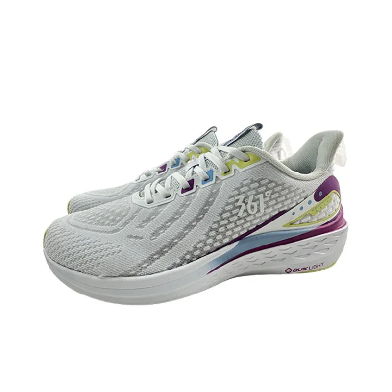 361° Anti Slip Wear Resistant Low Top Running Shoes Women's White Blue-3