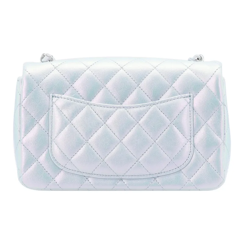 CHANEL Calfskin Shoulder Bag, Crossbody Bag Mini Women's Iridescent Blue-2