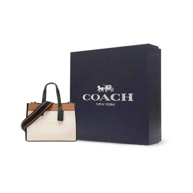 COACH Field Leather Tote Bag Shopping Bag Handbag Shoulder Bag Women's White With Milk Tea Brown-7