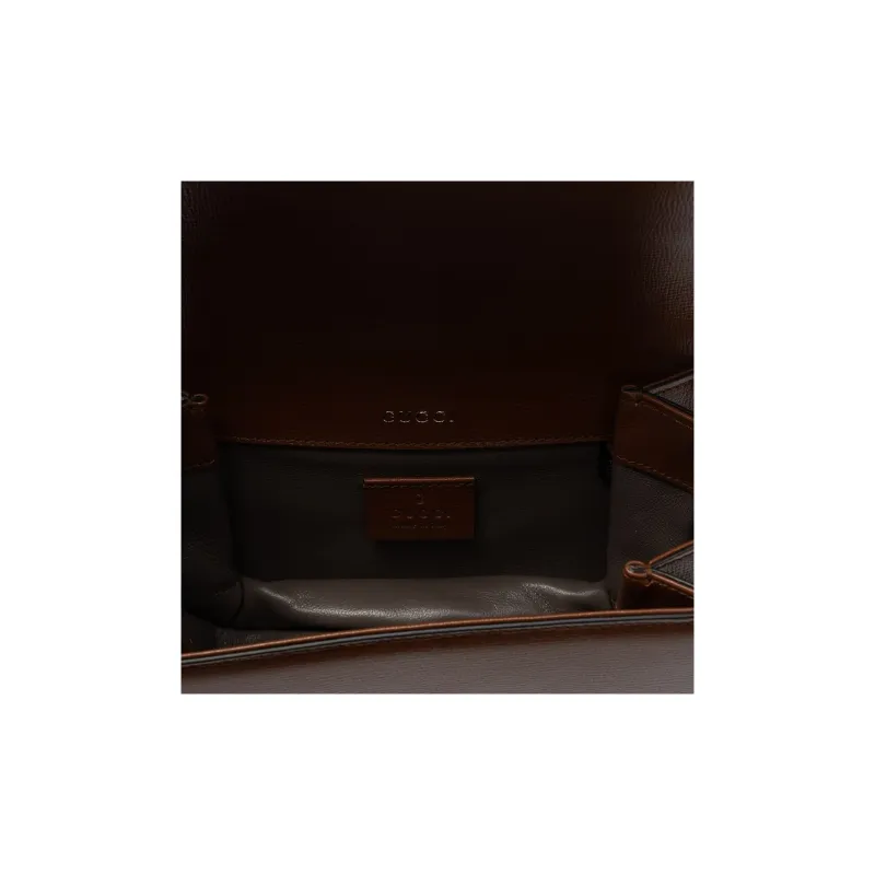 GUCCI Sylvie 1969 Leather Crossbody Bag Shoulder Bag Women's Brown-3