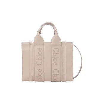 Chloe Woody Smooth Calf Leather Shoulder Bag Crossbody Bag Handbags Small Size Women's Pink