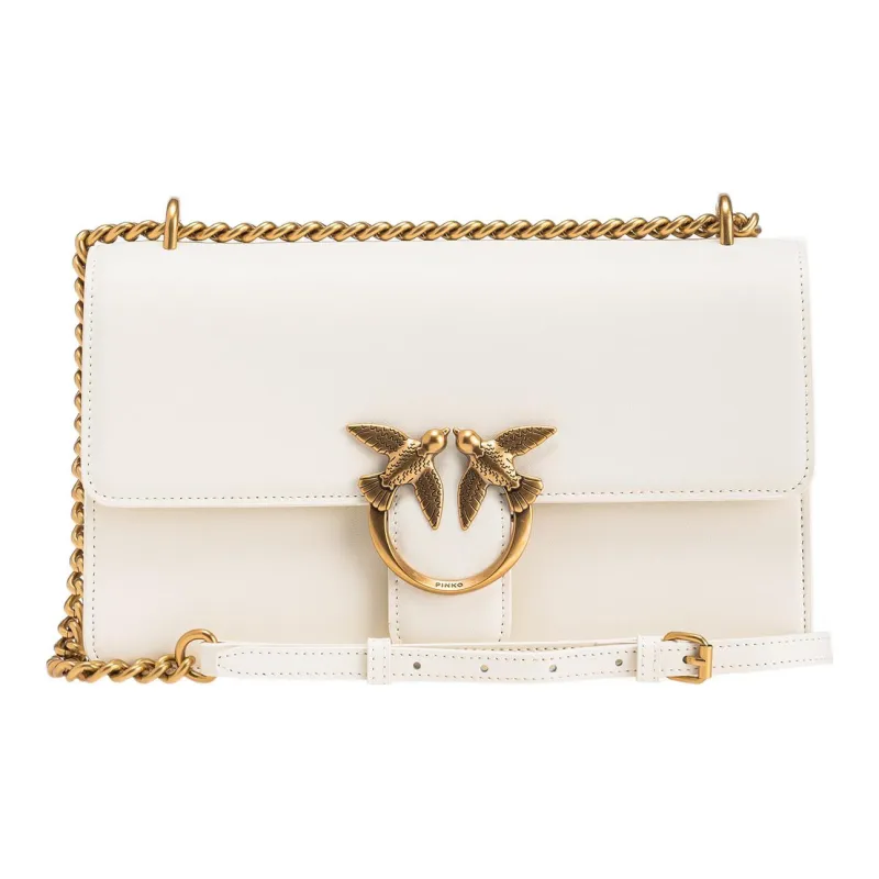PINKO Cowhide Leather Shoulder Bag Crossbody Bag Women's White-0