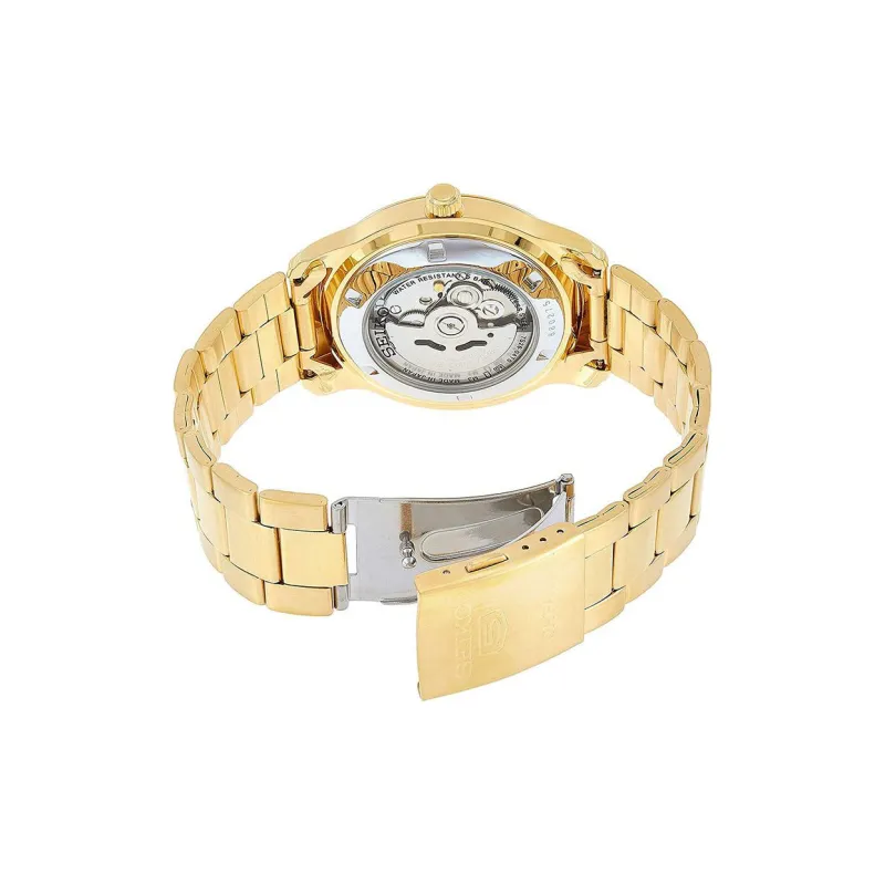 SEIKO Series 5 Automatic Mechanical Movement Stainless Steel Strap Watch Men's Watches Gold Dial-3
