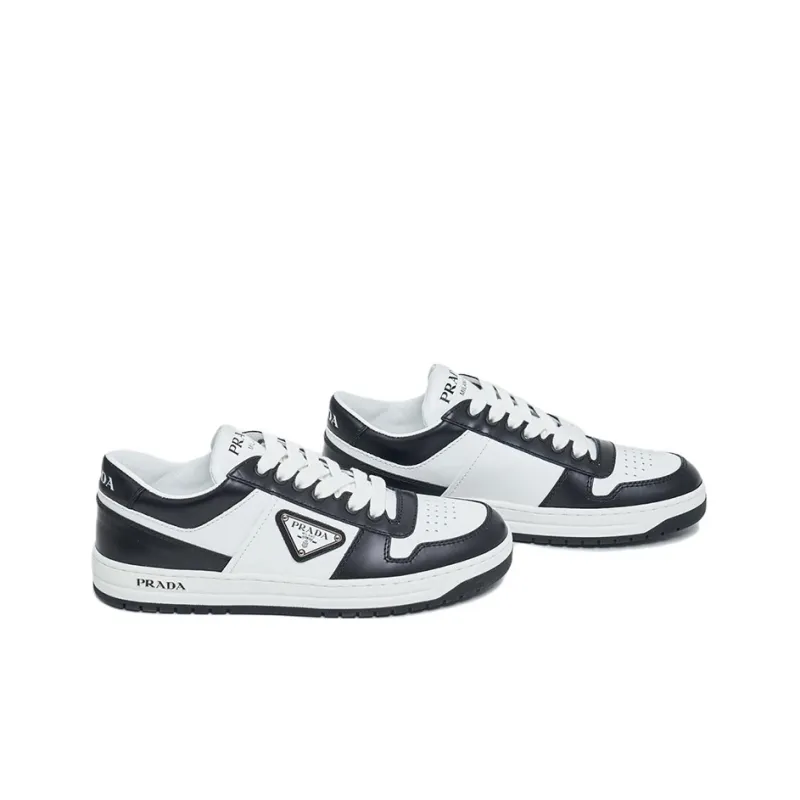 PRADA Downtown Leather Sneakers 'White Black ' Women's-3