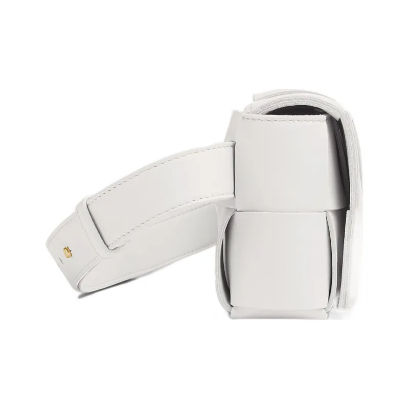 Bottega Veneta CASSETTE Sheepskin Tofu Bag Fanny Pack Mini Women's White-1
