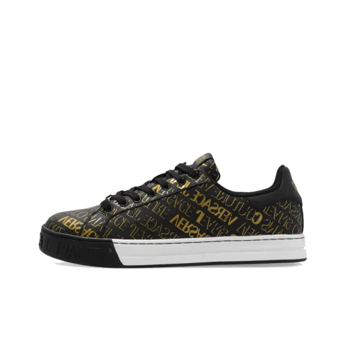 VERSACE JEANS Couture Skateboard Shoes Men Low-Top Black/Gold