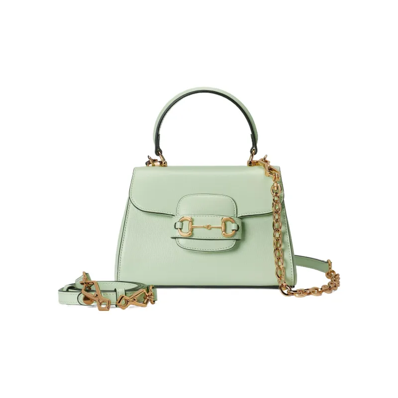 GUCCI Horsebit 1955 Leather Shoulder Bag Crossbody Bag Handbag Mini Women's Light Green-1