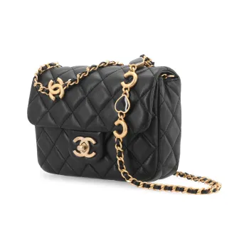 CHANEL 22K Autumn And Winter Lambskin Flap Crossbody Bag Shoulder Bag Women's Black