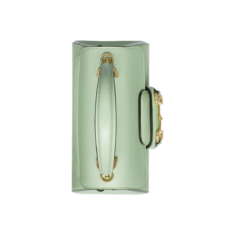 GUCCI Horsebit 1955 Leather Shoulder Bag Crossbody Bag Handbag Mini Women's Light Green-5