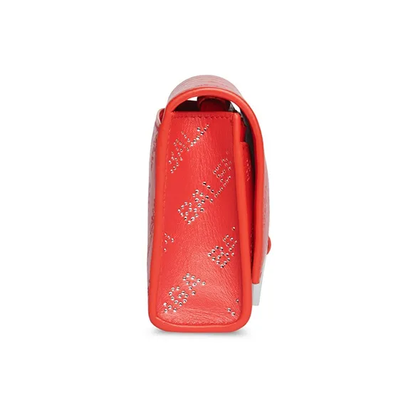Balenciaga Hourglass Wallet On Chain And Rhinestones Red-3
