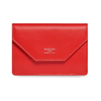 Balenciaga Smooth Calf Leather Wallet Mini Women's Red