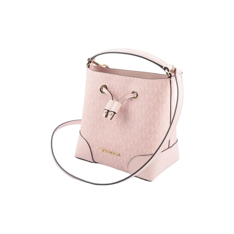 MICHAEL KORS Mercer Coated Canvas With Leather Bucket Bag, Handbag, Shoulder Bag, Crossbody Bag Trumpets Women's Pink-2