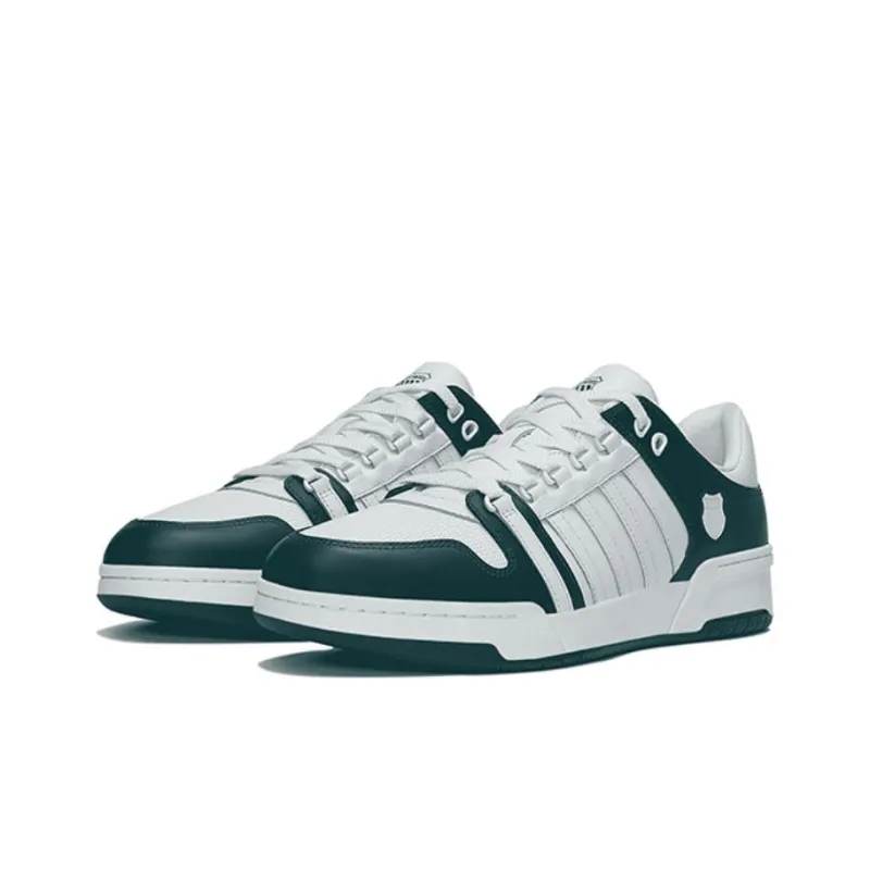 KSWISS Anti Slip Wear Resistant Low Top Skateboard Shoes White Green-2