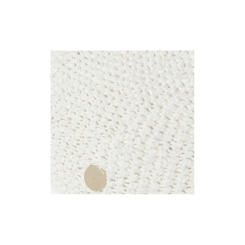 Chloe Knitted Fabric Hobo Bag Handbag Shoulder Bag Women's White-4