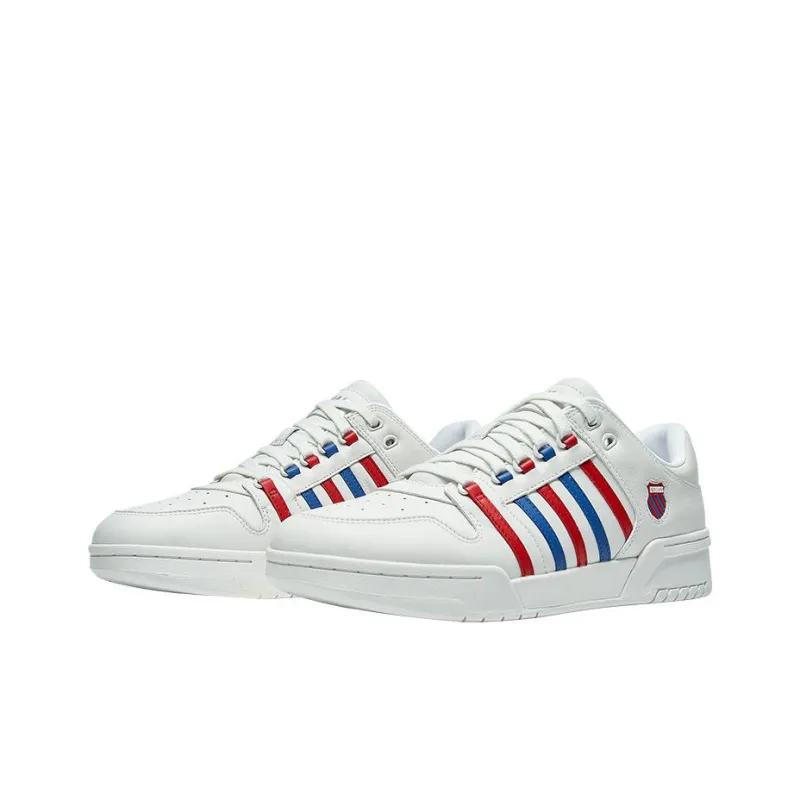 KSWISS Anti Slip Wear Resistant Low Top Skateboard Shoes White Blue Red-2