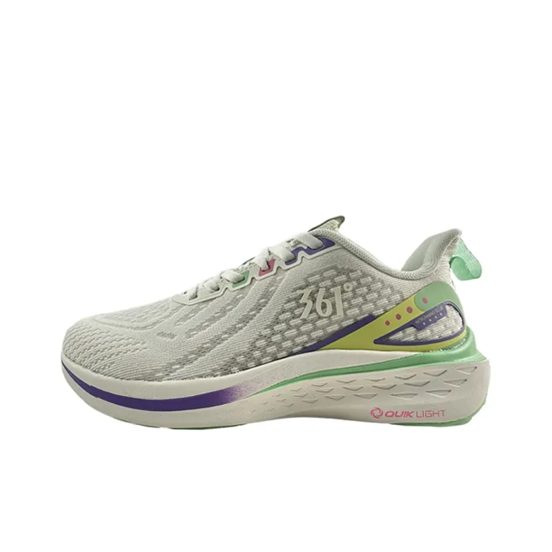 361° Anti Slip Wear Resistant Low Top Running Shoes Women's White Green-0
