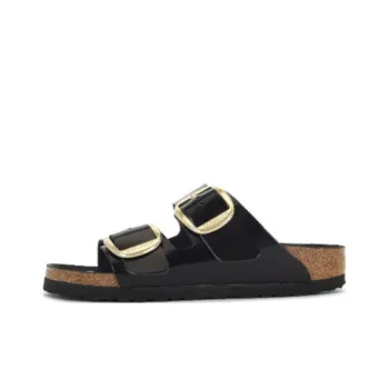 Birkenstock Arizona Big Buckle Natural Leather Narrow Fit Sandals 'Patent High Shine Black' Women's