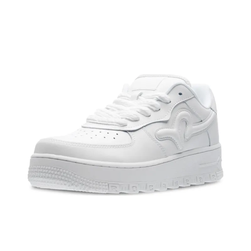 ROCAWEAR White Sneakers Cow Leather Durable Breathable Low Top Skateboard Shoes Unisex Classic White-3