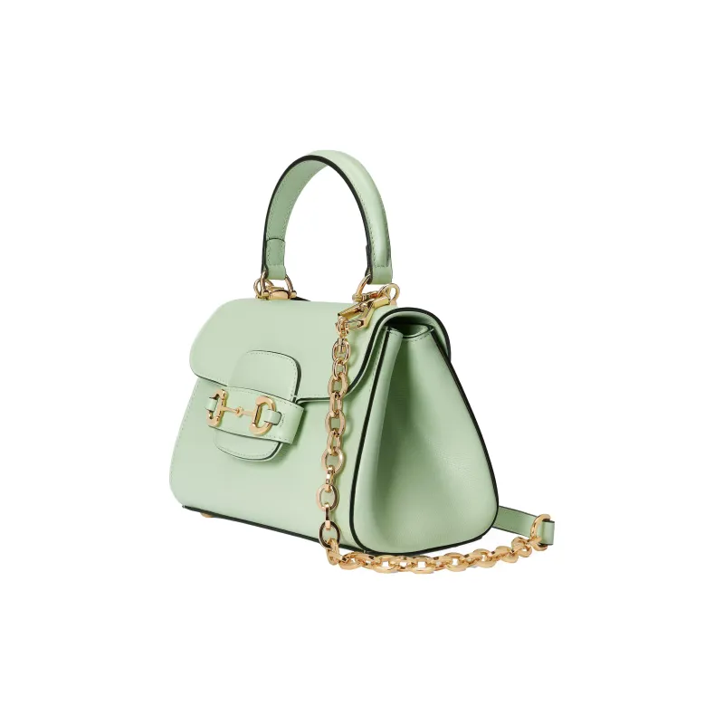 GUCCI Horsebit 1955 Leather Shoulder Bag Crossbody Bag Handbag Mini Women's Light Green-2