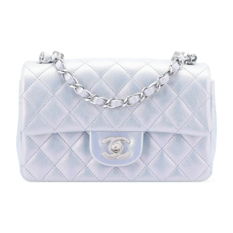 CHANEL Calfskin Shoulder Bag, Crossbody Bag Mini Women's Iridescent Blue-0