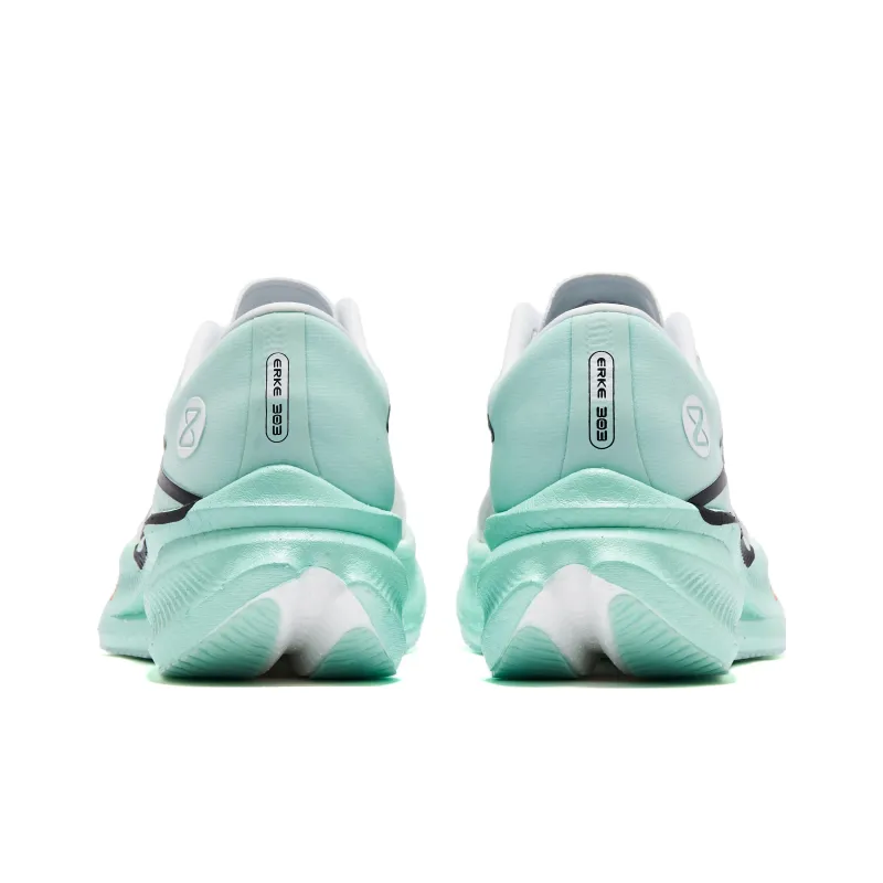 Erke Zhijing 1.0 Cushioned Slip Resistant Abrasion Resistant Low Top Sprint Running Shoes Men's Green White-6