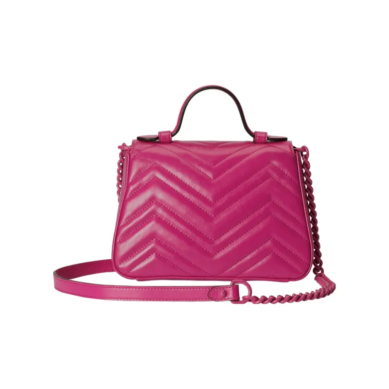 GUCCI GG Marmont Nylon Messenger Bag Shoulder Bag Crossbody Bag Handbag Mini Women's Fuchsia-2