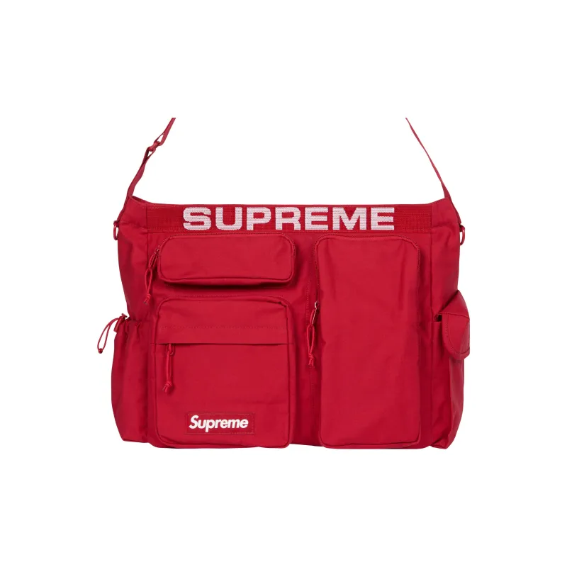 Supreme Waterproof Cotton Nylon Messenger Bag, Shoulder Bag, Crossbody Bag Unisex Red-0