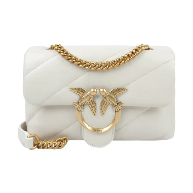 PINKO Puff Sheepskin Pillow Bag, Crossbody Bag, Shoulder Bag Women's White-0