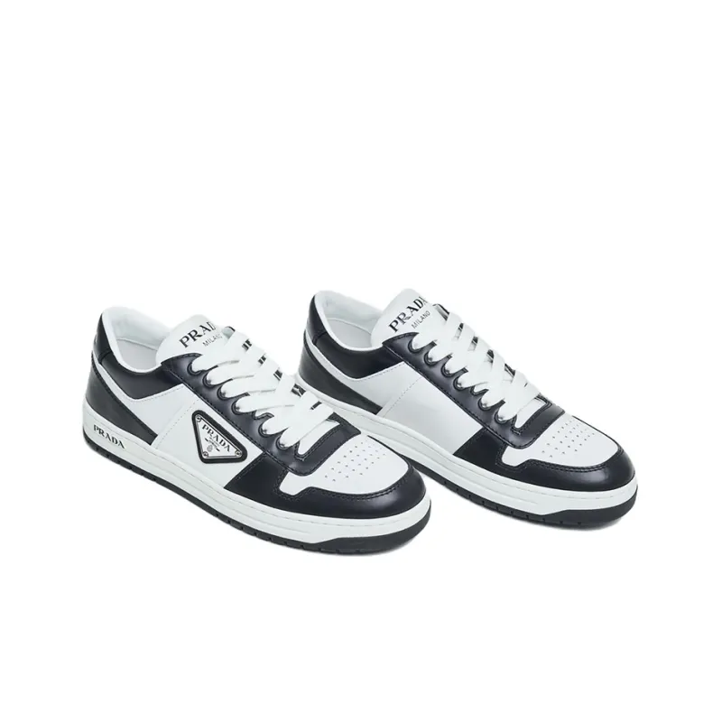 PRADA Downtown Leather Sneakers 'White Black ' Women's-4