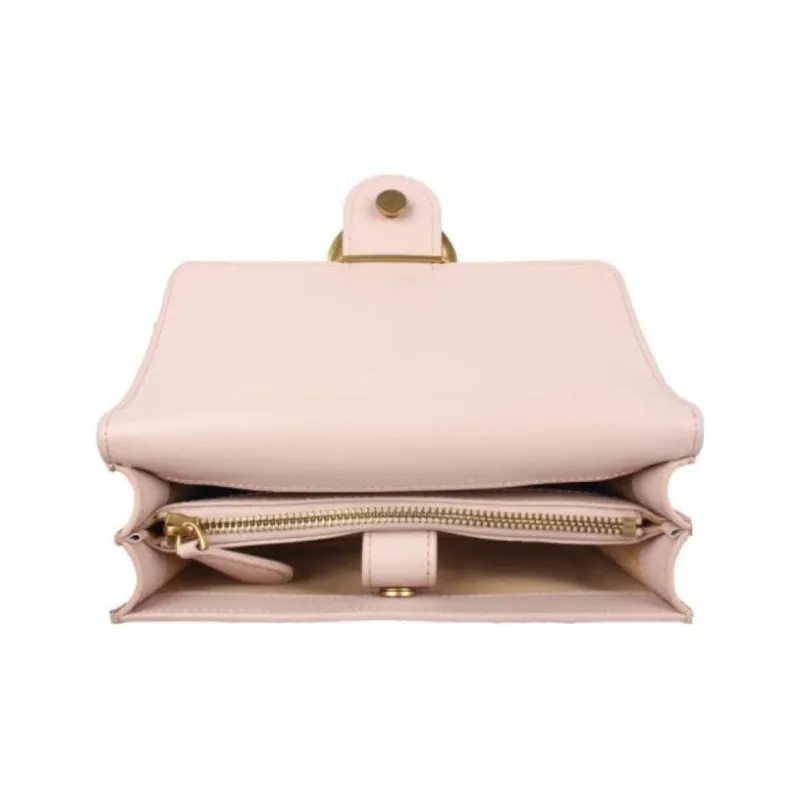 PINKO Cow Leather Shoulder Bag, Crossbody Bag Women's Pink-4