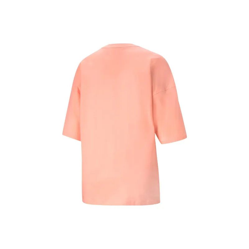 PUMA Drop Shoulder Sleeve T Shirt Women's Apricot Red-1