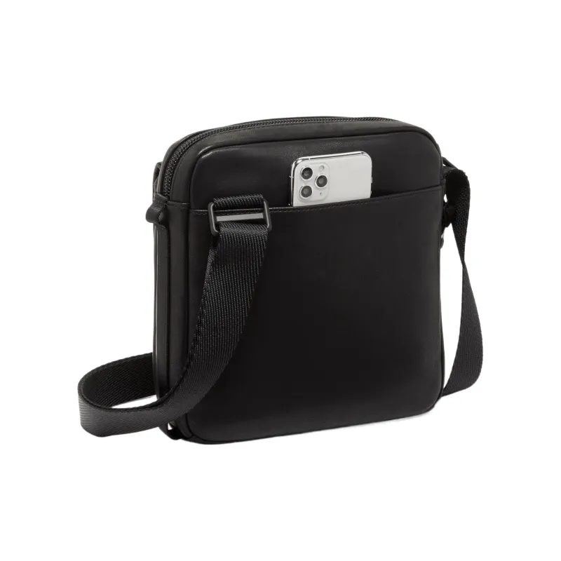 TUMI Leather Shoulder Bag, Crossbody Bag Unisex Black-2