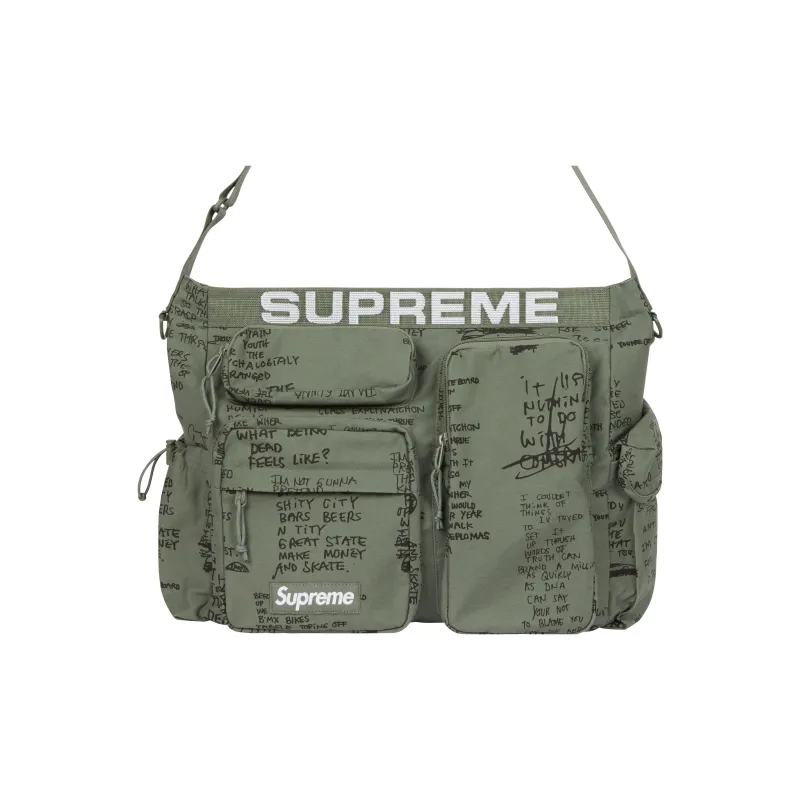 Supreme Waterproof Cotton Messenger Bag Shoulder Bag Crossbody Bag Regular Unisex Green-0