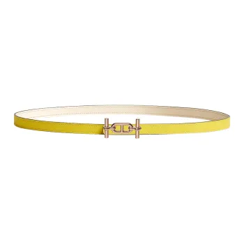 HERMES Leather Belts Women's Lime/Cream White