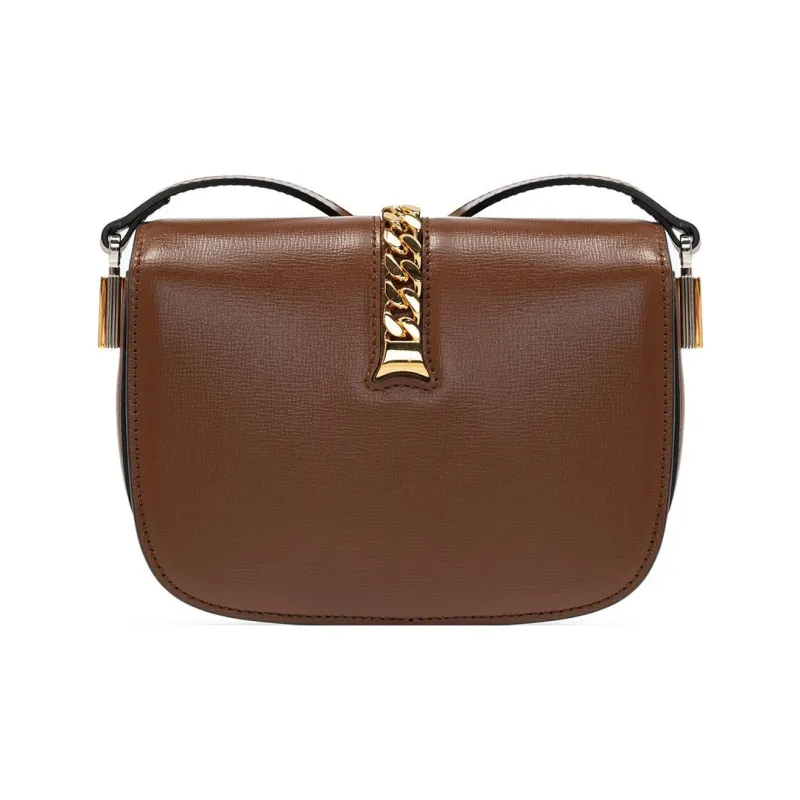 GUCCI Sylvie 1969 Leather Crossbody Bag Shoulder Bag Women's Brown-2