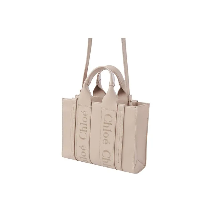 Chloe Woody Smooth Calf Leather Shoulder Bag, Crossbody Bag, Handbag Trumpets Women's Pink-2