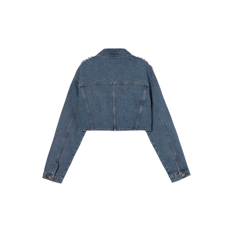 EPTISON WOMAN Cropped Coats Women's Vintage Denim Blue-1