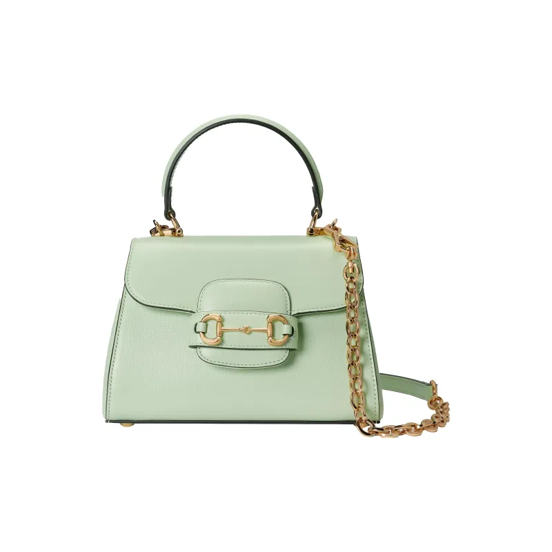 GUCCI Horsebit 1955 Leather Shoulder Bag Crossbody Bag Handbag Mini Women's Light Green-0